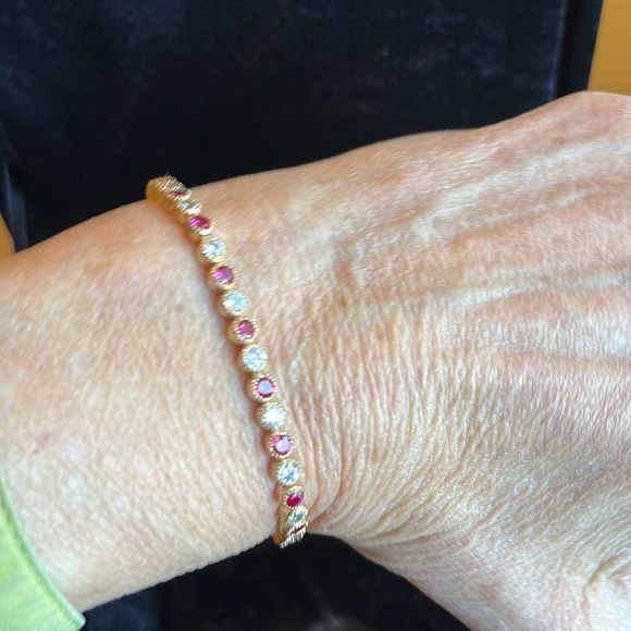 QVC Ruby and diamond gold tone bracelet - Picture 10 of 10